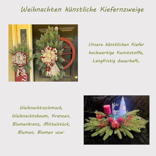 50 Stück Künstliche Tannenzweige Weihnachtsdeko Zweige, Für Adventskranz, Tannengirlande, Weihnachtsbaum, Tischdeko, Kunsttanne & DIY Basteln, Kunststoff-Kiefernblätter Wie Echt
