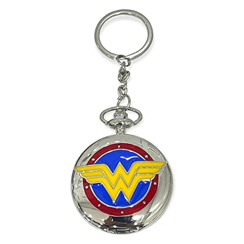 Image of AUGEN Premium Pocket Watch Metal Keychain Wonder Woman Retro Vintage for Gifting With Key Ring Anti-Rust (Pack Of 1)