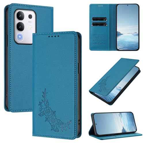 �X�}�z�P�[�X �Ή��@�� for Vivo Y29 4G / T4X / Y300T / IQOO Z10X �yRFID�u���b�N�z�y�J�[�h�z���_�[�t�����z �}�O�l�b�g�J�� �X�^���h�@�\�t���z�X�}�z�P�[�X LakeBlue