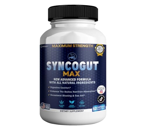 GREENVIFY SyncoGut Max Digestive Enzyme Supplement 60 Veggie Capsules Natural Formula with Probiotics and Enzymes for Digestive Support (1)