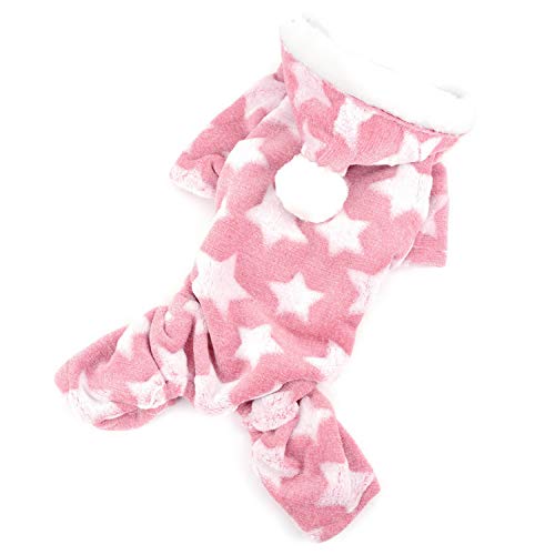 Zunea Small Dog Pyjamas Jumpsuit Puppy Hoodie Coat Clothes for Dogs Girl Boy Winter Warm Pajamas Outfits Overall Jumper Soft Pet Apparel Pink L (Pls Check the Size of Chest and Back Before Order) - Image 4