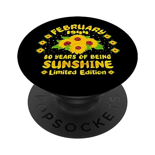 80 cumpleaños 80 años amante del girasol nacido en febrero 1944 PopSockets PopGrip Intercambiable