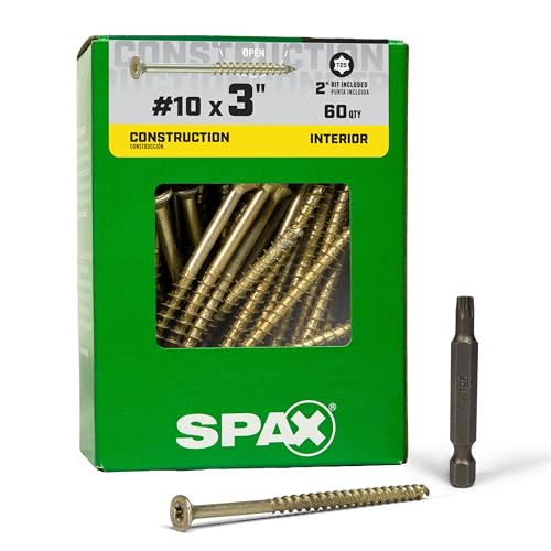 SPAX #10 x 3 Tornillos para madera con cabeza plana PowerDrive (60 piezas) T25 T-Star Zinc amarillo
