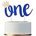 Topper per torta a doppio lato glitterato per il primo compleanno ragazzo con corona, topper per torta blu reale per ragazzi primo compleanno torta decorazione forniture