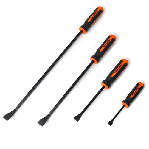 CENFORGE 4-Piece Heavy Duty Pry Bar Set (20 cm 30 cm 45 cm 60 cm) Mechanics Striking Pry Bars with Thicker Strike Cap & Angled Tip Forged Steel Automotive & Demolition Tools