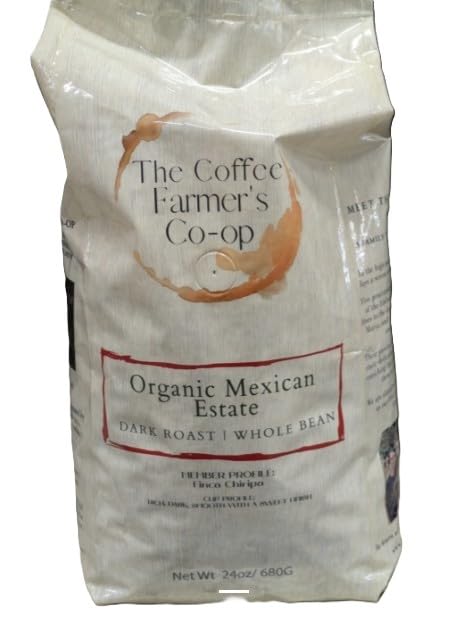 Organic Mexican Dark Roast Whole Bean coffee 24 Oz (Pack of 2)