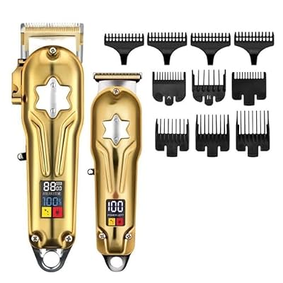 EOYLMIRL Mens Hair Clippers 2PCS Full Metal Combo Kits Trimmer for Men Barber Professional Clipper Beard Electric Cutting Machine