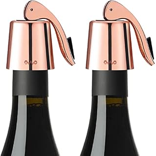 OWO Wine Bottle Stopper Stainless Steel, Wine Bottle Plug with Silicone, Expanding Beverage Bottle Stopper, Reusable Wine Saver, Bottle Sealer Keeps Wine Fresh (Rose Gold-2)