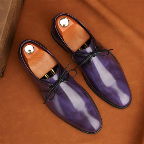 Men's Modern Classic Handmade Antique Brown Leather Lace-Up Oxford Dress Shoes Retro Non Slip Perforated Loafers for Business Formal Party Wedding Events Office2