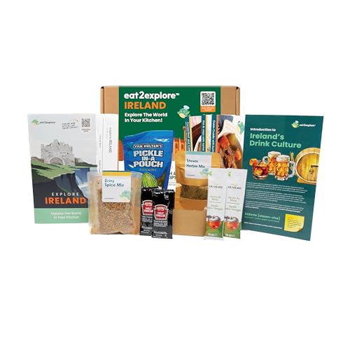 eat2explore Global Cooking Kit - Authentic Recipes, Essential Spices, Cultural Fun & Expert Drink Pairings - Perfect for Date Night and Dinner Parties (IRELAND edition)