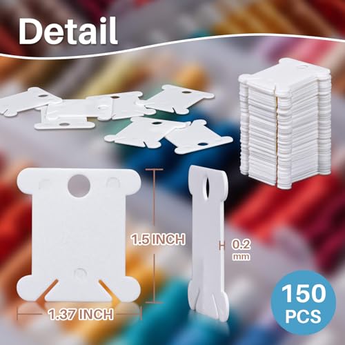 image for 150PCS RAINFLOW Plastic Embroidery Floss Bobbins - White Embroidery Fl