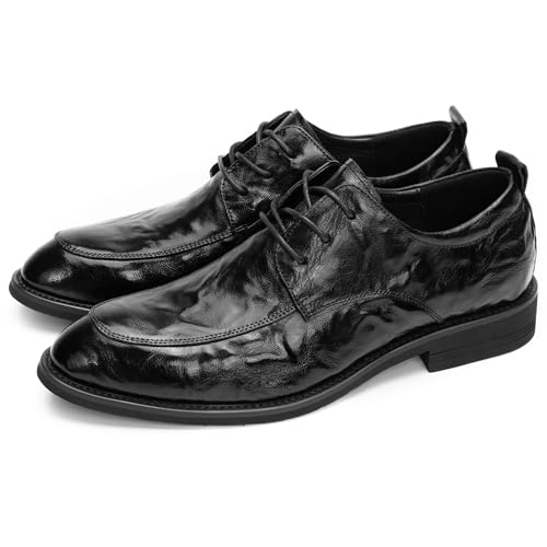 Men's Glossy Oxford Dress Shoes – Black PU Leather Formal Shoes for Weddings, Interviews, and Business Events – Sleek Elegant Lace-Up Design2