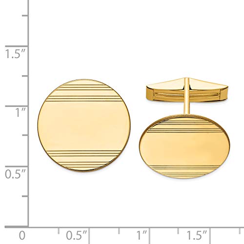 Mancuernillas circulares con diseño en línea en oro amarillo 14K para hombre miniatura 2