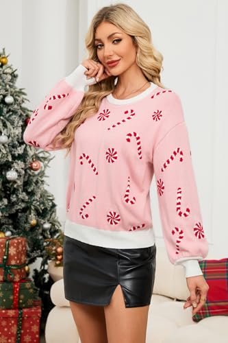 Image of LUBOT Ugly Christmas Sweaters for Women Soft Acrylic Blend Cute Fuzzy Funny Wintertime Holiday Parties Knitted Pullover