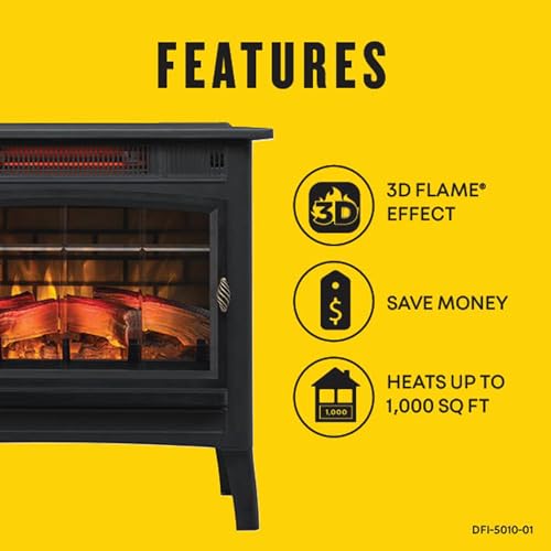duraflame Freestanding Electric Fireplace Stove Heater with 3D Flame Effect for 1,000 Sq. Ft. Room, Black - Image 12