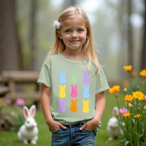 Image of Ritatte Kids Girls Easter Shirt Cute Bunny Rabbit Graphic T-Shirt Happy Easter Tees Funny Casual Short Sleeve Tops 7-12Y
