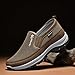 Mens Slip on Casual Shoes Arch Support Casual Lightweight Breathable Canvas Loafers Orthopedic Sneakers Flats Boat Shoes Comfortable Hiking Walking Sneakers Outdoor Fashion Brown