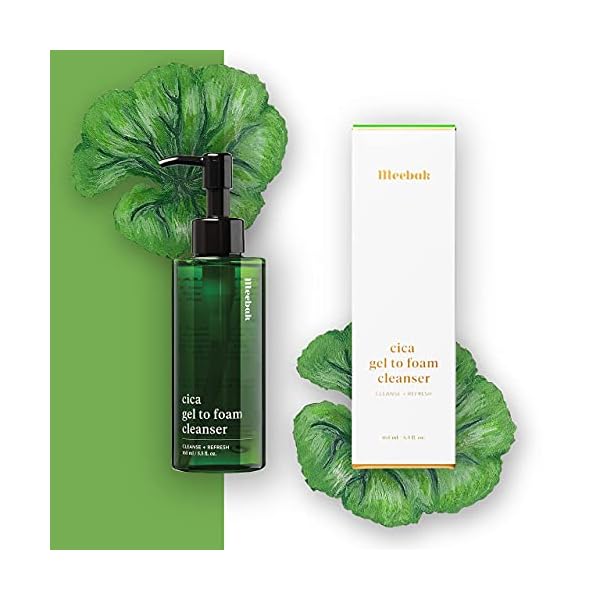 Cica Sensitive Skin Face Wash Cleanser - Korean Facial Cleansing Foaming Gel & Makeup Remover, Exfoliating, Acne, Great for Oily Skin