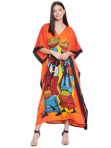 Image of Oussum Women Plus Size Kaftan Kimono Loose Maxi summer dresses for women Beach 3 /4 Sleeve Casual lounge dress Boho
