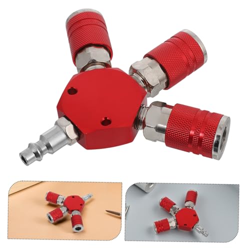 Control de flujo tres vías OUNONA rojo para mangueras de aire 8