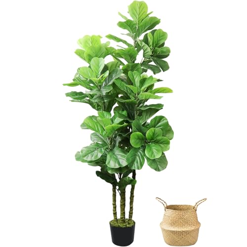 ROOMTEC Artificial Fiddle Leaf Fig Tree,6 FT Tall Artificial Tree