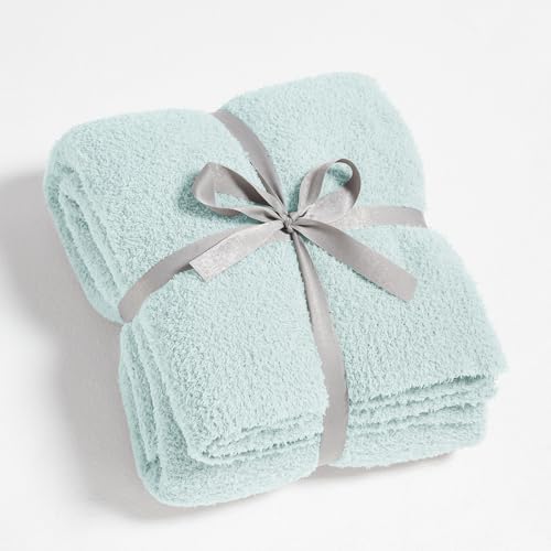 Image of CYMULA Knit Throw Blanket for Couch Sky Blue - Super Soft Lightweight Plush Fuzzy Fluffy Cozy Blankets and Throws for Sofa Bed, 50 x 60 inches