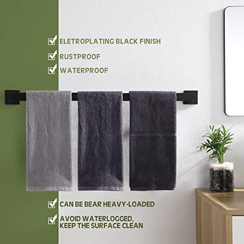 Image of KOKOSIRI 32-Inch Single Towel Bar, Bathroom Kitchen Towel Holder, Wall Mounted SUS304 Stainless Steel Towel Rack 2 Pack, Matte Black, B4003BK-L32-P2