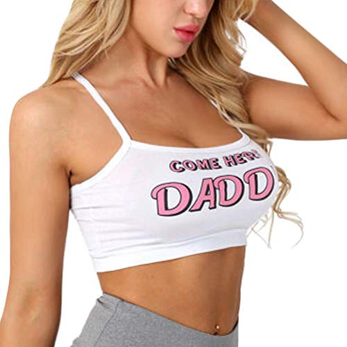 Huaheng Mujer Camiseta de Tirantes Divertido Ven Papi Camiseta Atada Al Cuello...