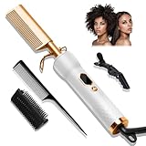 Hot Comb for Wigs Human Hair,Curling Iron with 12 Temp Settings Heating Up to 450°F,Pressing Combs 110-240V Straightening Comb for Curl/Straight