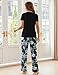 Ekouaer Pajama Sets for Women 2 Piece Short Sleeve Pj Sets With Long Printed Pants Sleepwear Casual Lounge Sets Black-blue flower XL