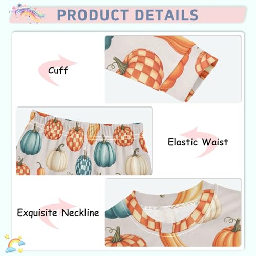 Pajama Sets Long Sleeve Colorful Pumpkin Shape Pattern Soft Comfy Sleepwear 2 Piece PJS 3-8T4