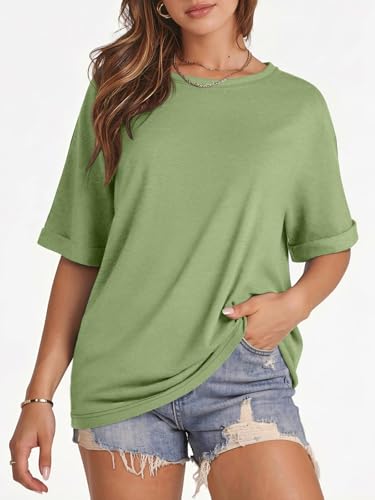 Image of ATHMILE Womens Oversized T Shirts Summer Tops Spring Casual Loose Fit Workout Short Sleeve 2026 Beach Vacation
