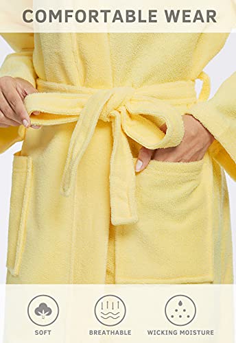 Orrpally Women Kimono Robes Lightweight Terry Cloth Bathrobe Knee Length Bath Gown Soft Ladies Robe Yellow S #TOP3