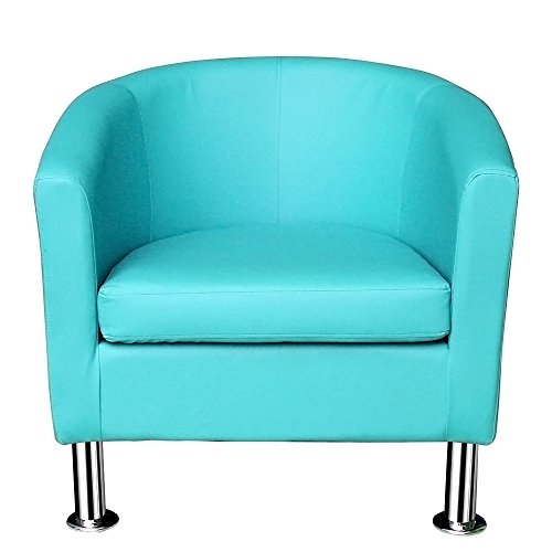 Tuff Concepts Faux Leather Padded Seat Tub Chair Armchair club Chair Dining Living Room Cafe (Light Aqua Blue)