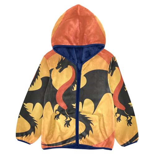 Sunset Dragon Girls Fleece Jacket Girls Fall Jacket Girls Zip Up Hoodie Girls Sherpa Jacket 2-10T