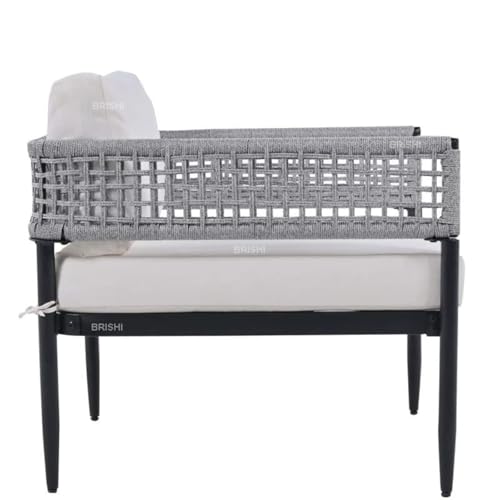 Image of BRISHI Outdoor Sofa Set | Balcony Sofa | Patio Furniture Sets | Conversation Sets | Braid & Rope Garden (4 Seater- Light Grey.)