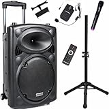 DYNASONIC Dynapro Altavoz Autoamplificado Potente 12"/700W, USB/SD y Batería Larga Duración. Ideal para Exterior