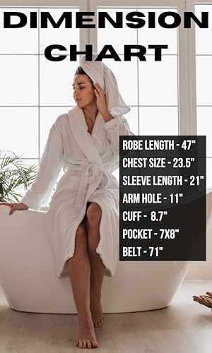 100% Cotton Shawl Collar Bathrobe for Women & Men – Terry Cloth, Lightweight Plush Long Spa & Hotel Luxury Robe2