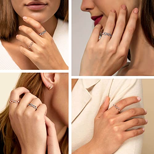 Bestyle Rose Gold Plated Silver Infinity Rings For Girls Cubic Zirconia Band Rings Cz Love Promise Rings Wedding Bands Fine Jewelry For Women For Her Size 4 #TOP1