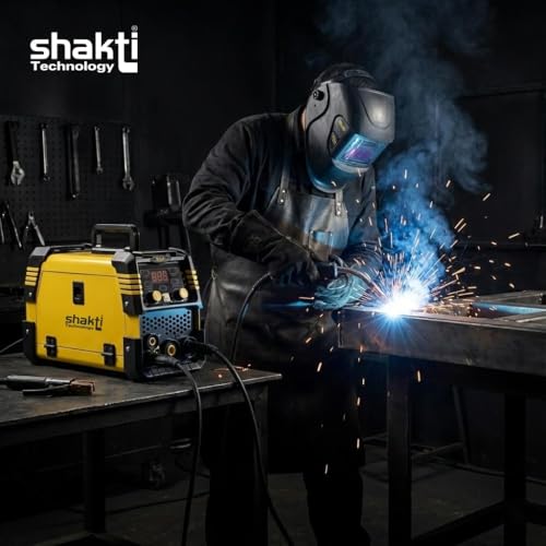 Image of Shakti Technology 200A MAG /MMA 3-in-1 Welding Machine, Gasless Flux Core Inverter Welder with IGBT Technology, Digital Display, & Complete Accessory Kit - 7kg Portable Design