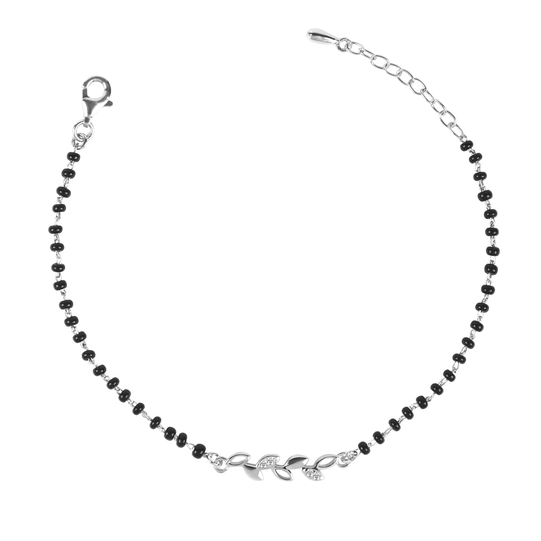 Clara Womens 925 Sterling Silver Leaf Hand Mangalsutra Bracelet | Black Beads, Rhodium Plated | Gift for Wife - Review, Price and Buying Guide