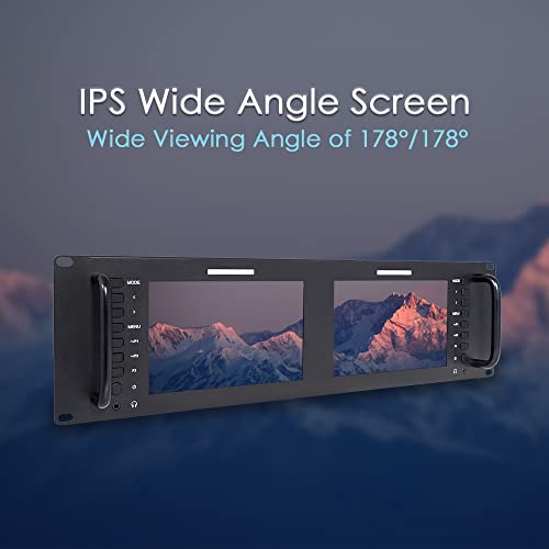 Feelworld D71 Dual 7 Inch 3Ru Broadcast Sdi Rack Mount Monitor Ips 1280X800 Hd Lcd Screen 3G Sdi Hdmi Av Input And Output #TOP1