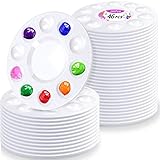【Premium Plastic Palettes】: Paint tray made of molded white premium plastic which is sanitary,sturdy and durable 【Unique Design toddler painting palettes】: The round plastic palettes with 10 wells and 1 central reservoir, ideal for holding pigments s...