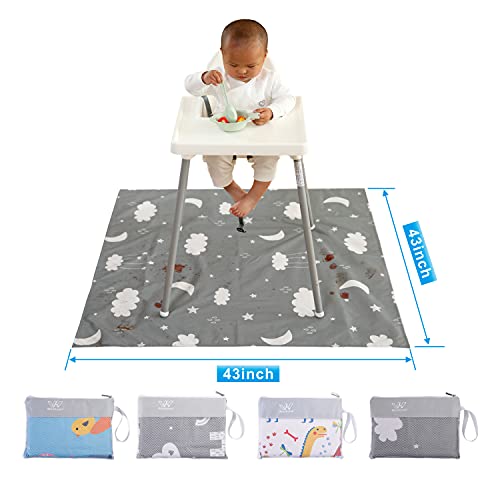 Baby Splat Mat for Under High Chair, Waterproof and Washable Splat Mat, Large Splat Mat, Portable Splash Mat and Table Cloth ,43" x 43" (Alphabet) - Thumbnail 4