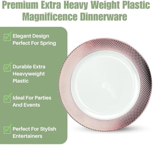 Luxurious Rose Gold Round Charger Plate - 12" (Pack of 10) - Premium Heavy Weight Plastic Tableware - Elegant and Durable Design for All Occasions image 5