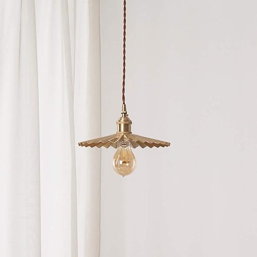 Miniatura 3 de Elegante lámpara de araña de una sola cabeza estilo nórdico japonés, luz colgante de latón retro para isla de cocina, porche, balcón