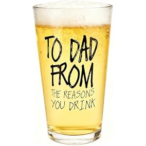 Gifts for Father,16 OZ/480ml Funny Beer Glass Stocking Stuffers for Men, Fathers Day Dad Gifts from Daughter Son Wife, Christmas Birthday Anniversary Retirement Valentines Day Presents for Him Husband
