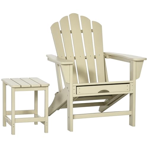 Outsunny Adirondack-Gartenstuhl mit Beistelltisch, Gartenliege mit...