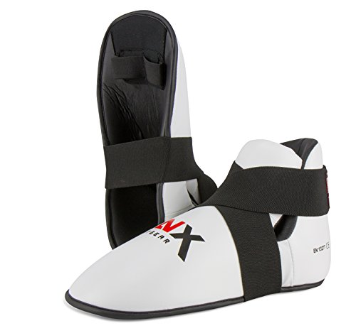 LNX Fußschützer Kickboxen TKD Performance Pro - Safetys Fußschutz Damen Herren Kinder XS S M L XL XXL schwarz rot blau weiß Weiß (100) L