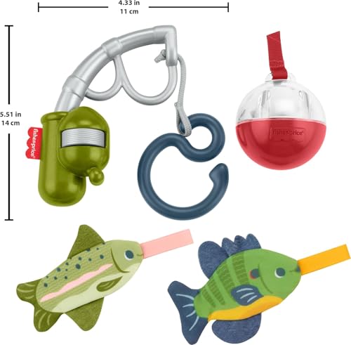 Image of Fisher-Price Baby Toys Mini Me Moments Reel Fun Fishing Set, 4-Piece Sensory Activities for Newborn Developmental Play Ages 3+ Months